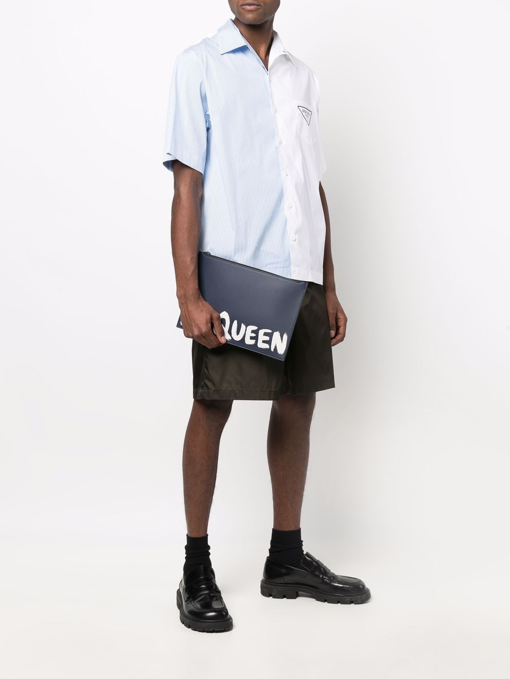 Alexander McQueen logo-print clutch bag