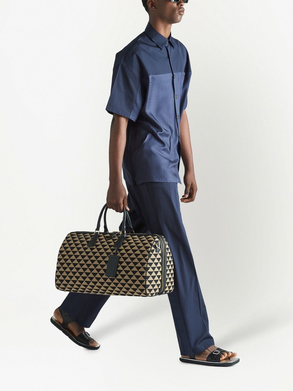 Pra*a symbole embroidered fabric travel bag