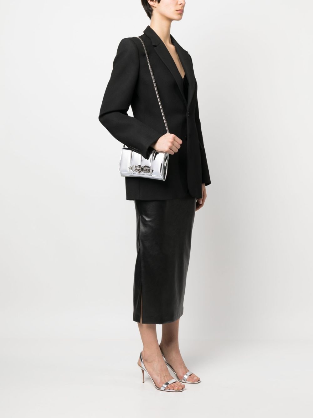 Alexander McQueen Four-Ring patent finish clutch bag