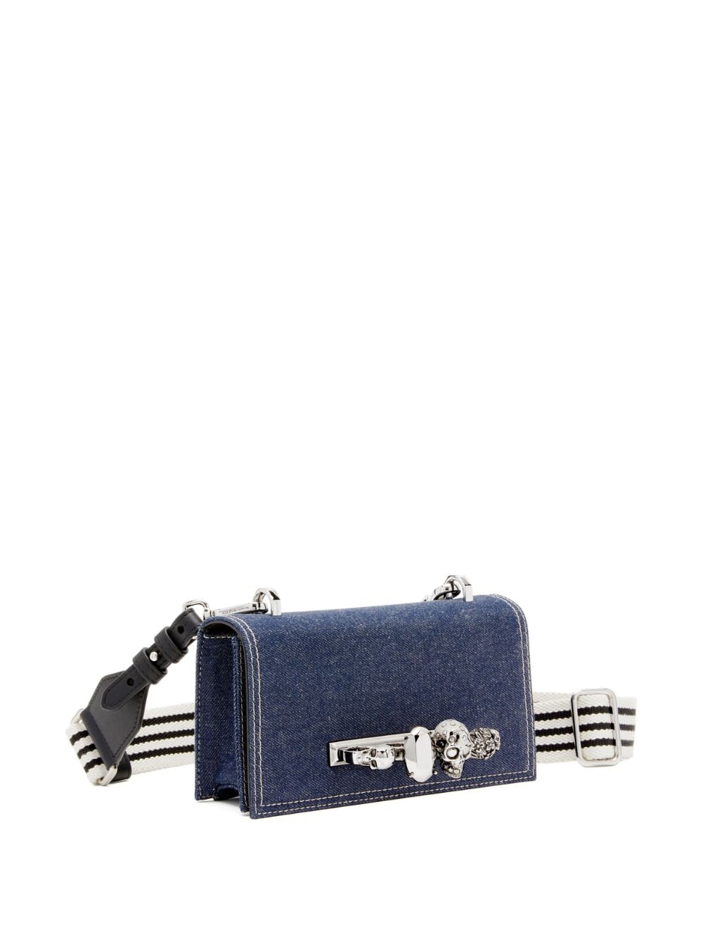 Alexander McQueen charm-embellished denim messenger bag