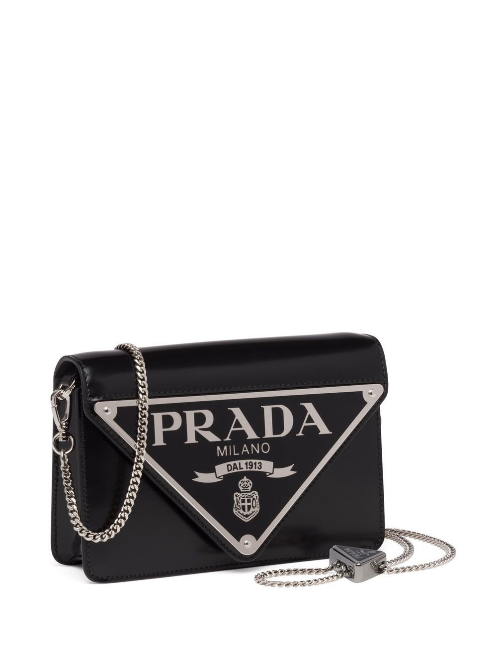 Pra*a triangle-plaque brushed leather shoulder bag
