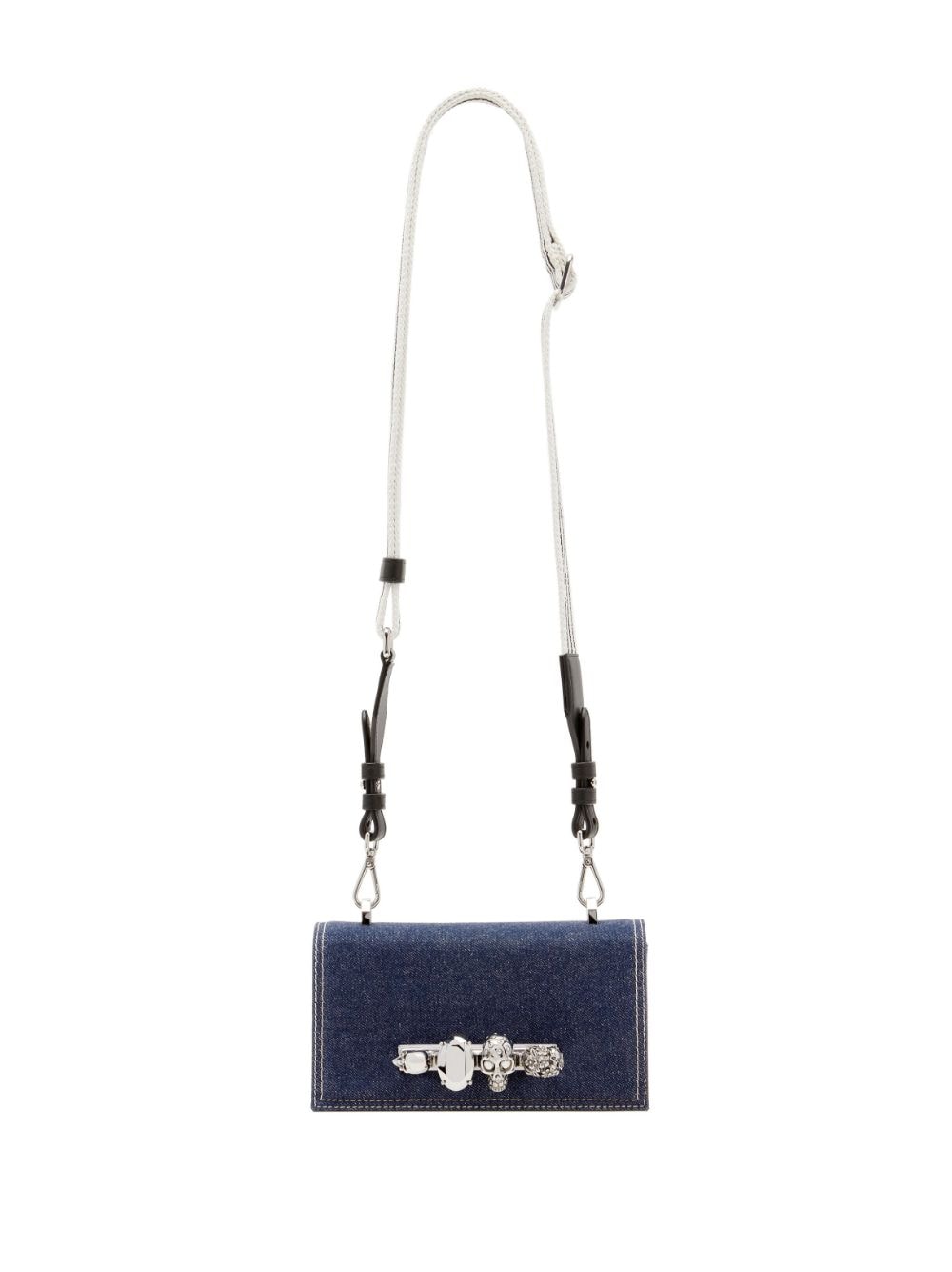 Alexander McQueen charm-embellished denim messenger bag