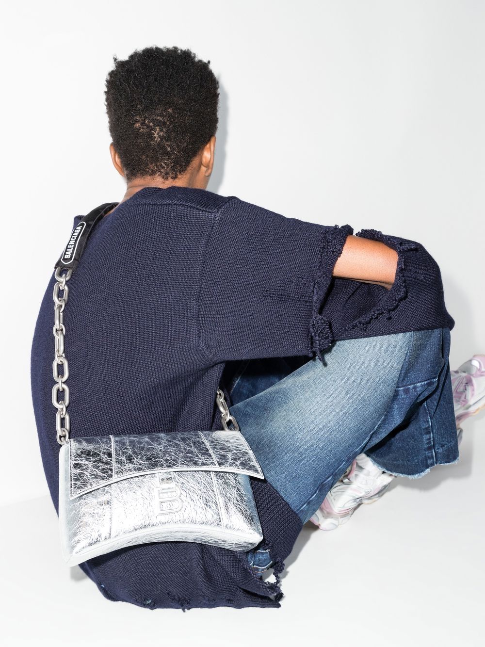 Ba*len*cia*ga extra small downtown metallic shoulder bag